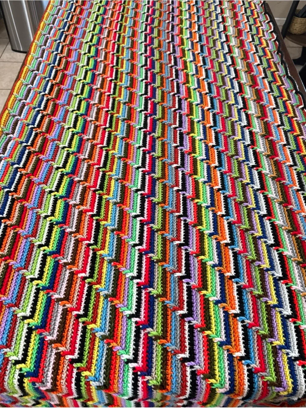 Colorful Multistripe Crochet Throw Blanket - Vibrant Stripes
